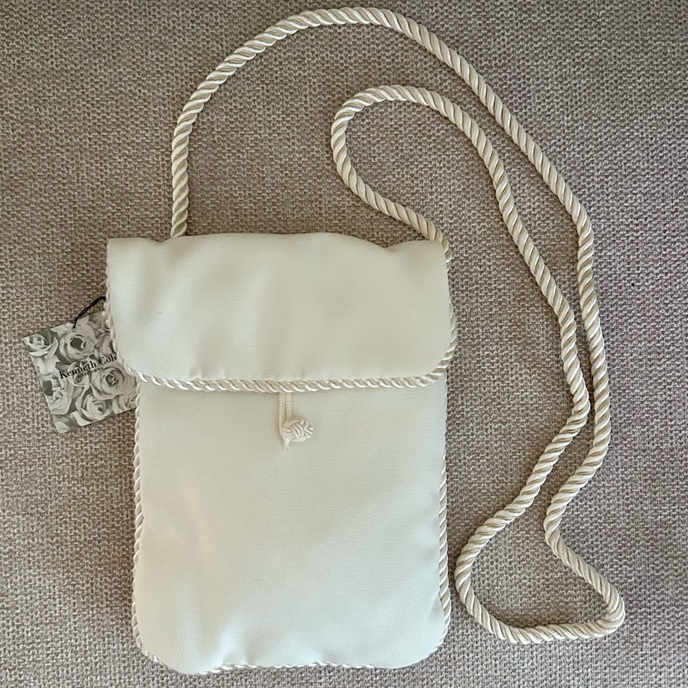 Kenneth Cole Ivory Crossbody Formal Wedding Bag Small Purse Lined NEW